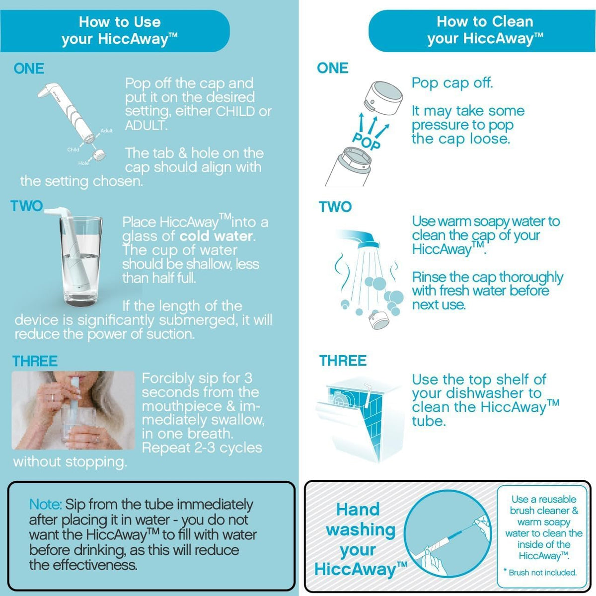 Quick-use water sip for rapid hiccup relief
