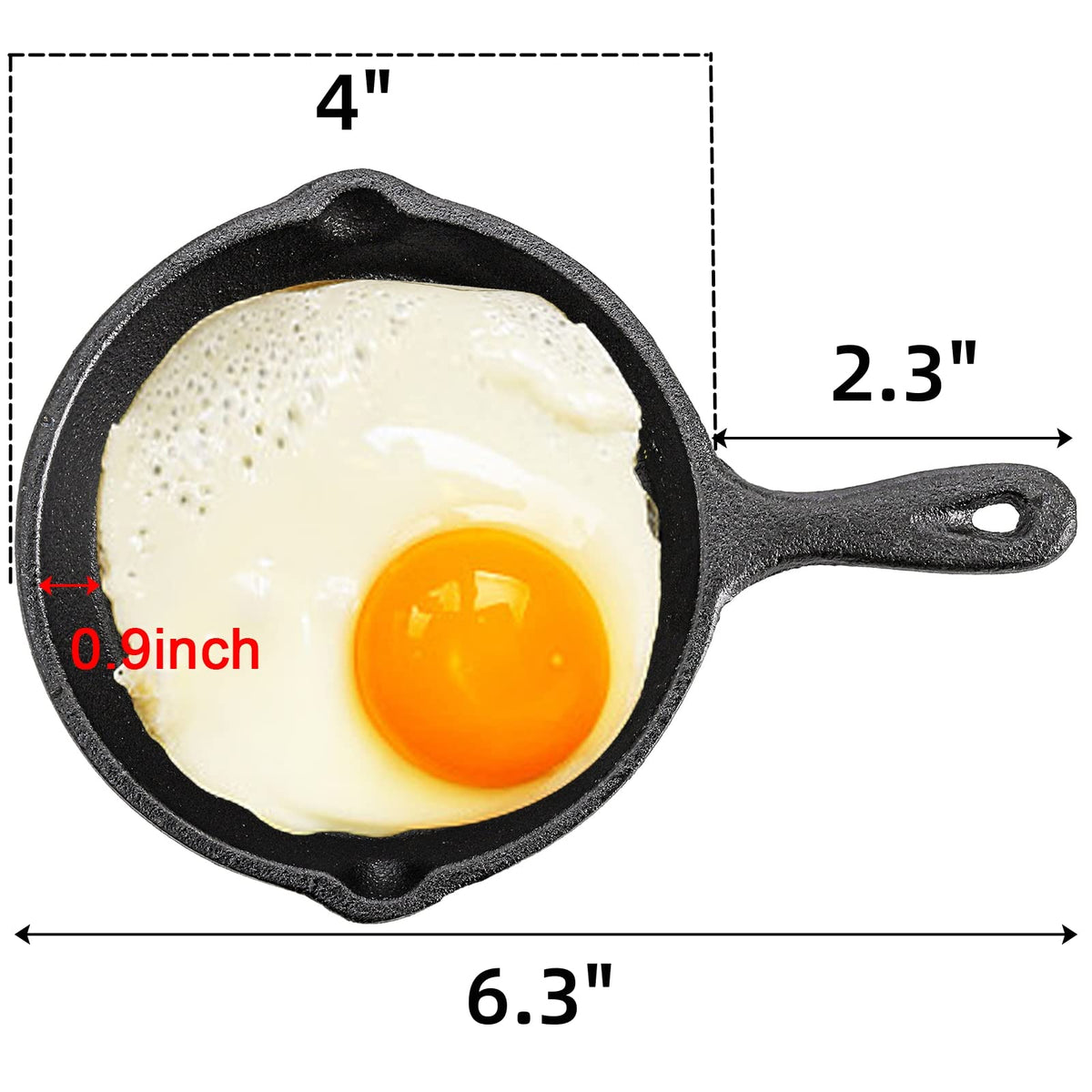 Hiceeden 4in mini skillet handle angle emphasizes easy grip during quick stovetop meals.