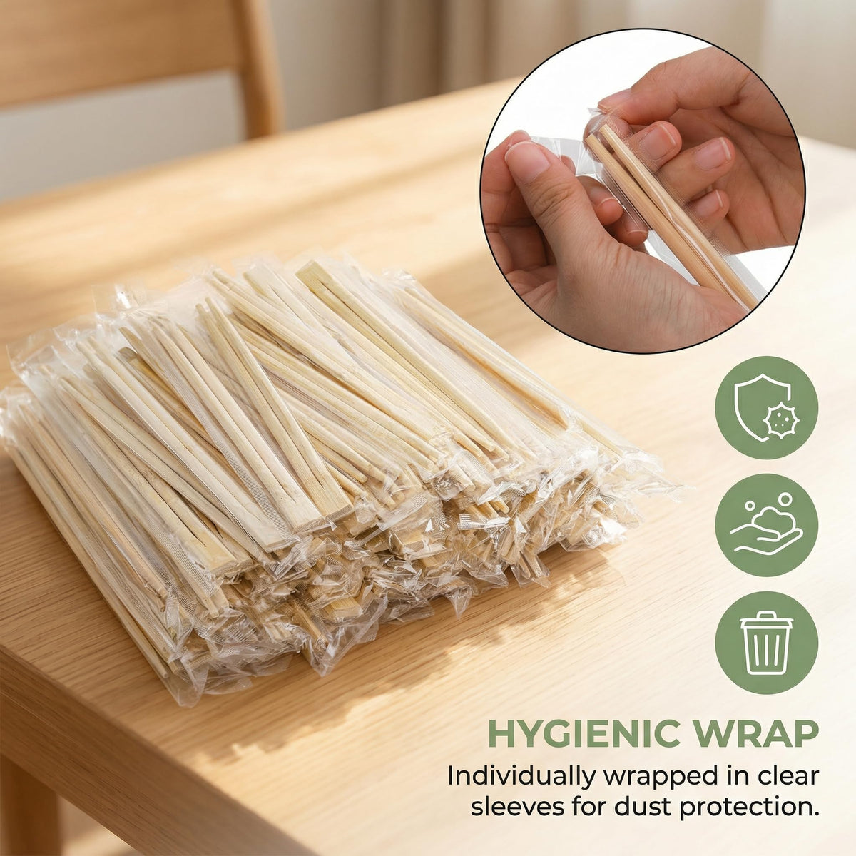 Hiceeden 8.3 inch bamboo chopsticks ideal for noodles and sushi.