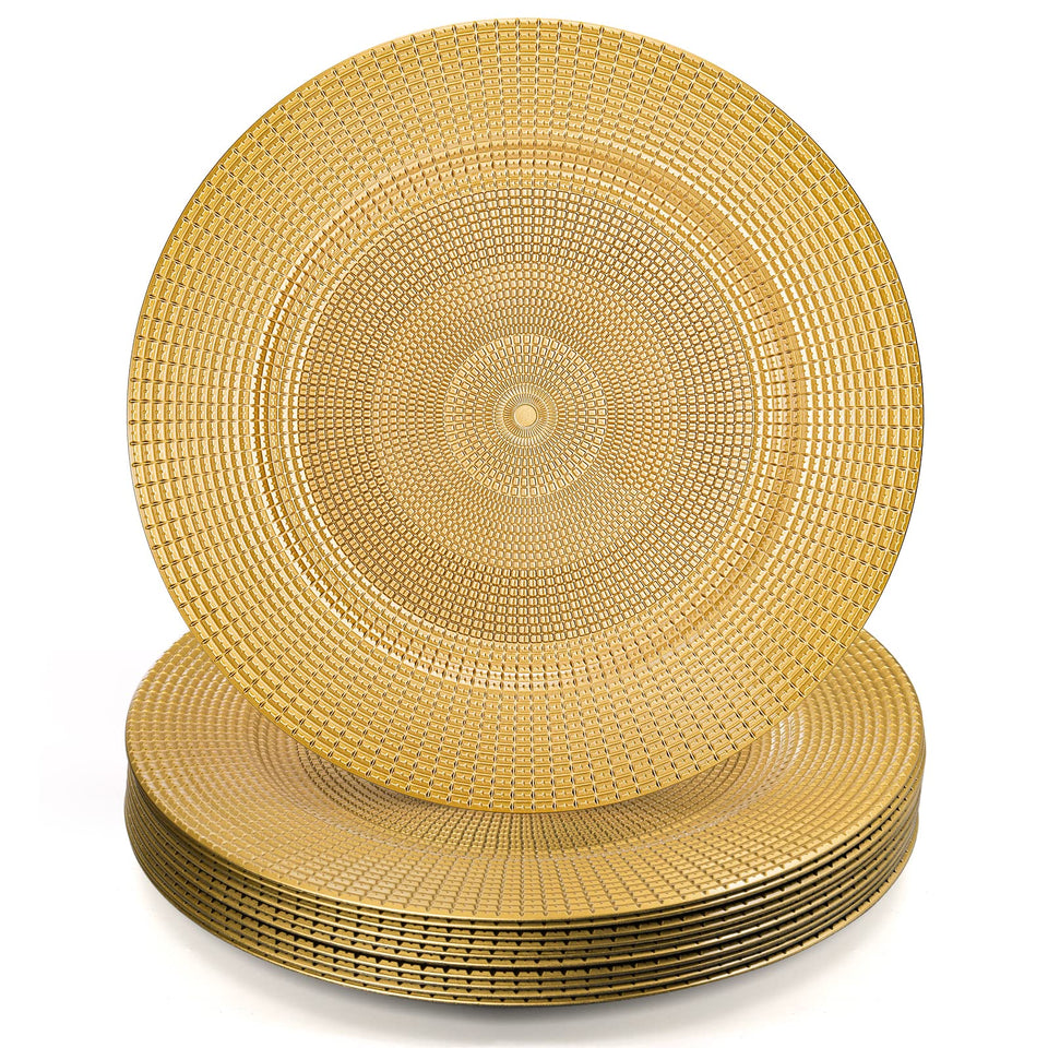 Hiceeden gold charger plate with chain pattern elevates 13-inch place settings.
