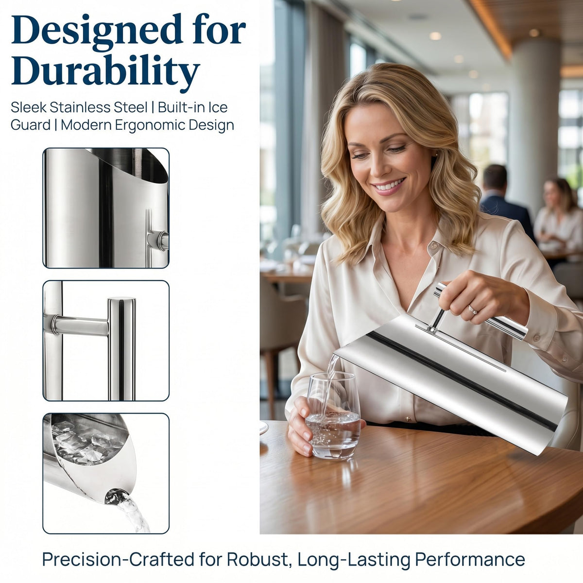 Hiceeden straight body design with sturdy handle for easy pouring