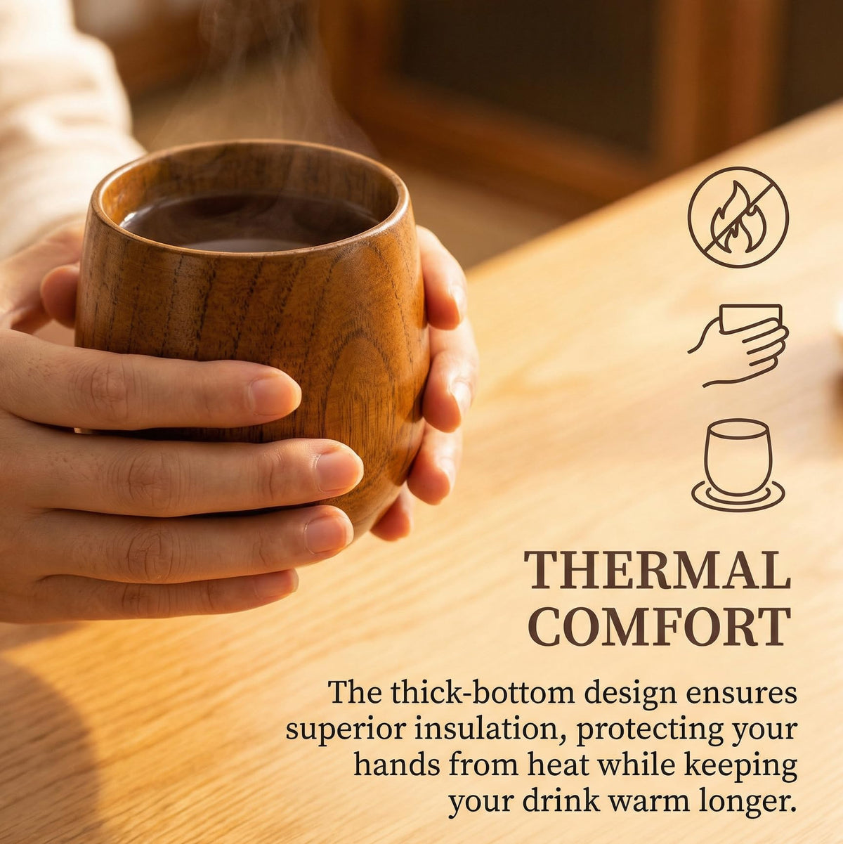 Hiceeden thermal-insulation bottom design preserves warmth without burning hands.