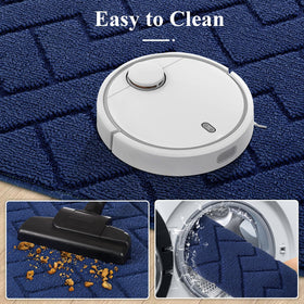 hicorfe easy-clean kitchen mat navy cleans quickly with vacuum or hose