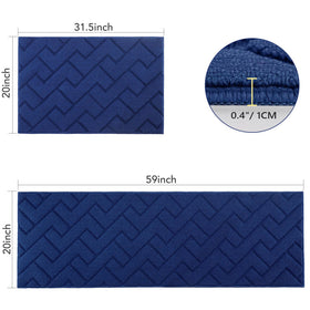 hicorfe 20x32 navy kitchen mat, washable and easy to clean