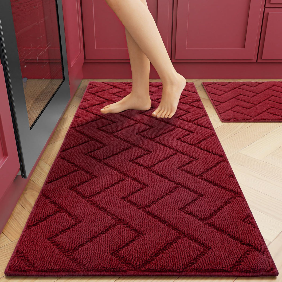 hicorfe kitchen runner 20x32 absorbs spills for a cleaner kitchen floor.