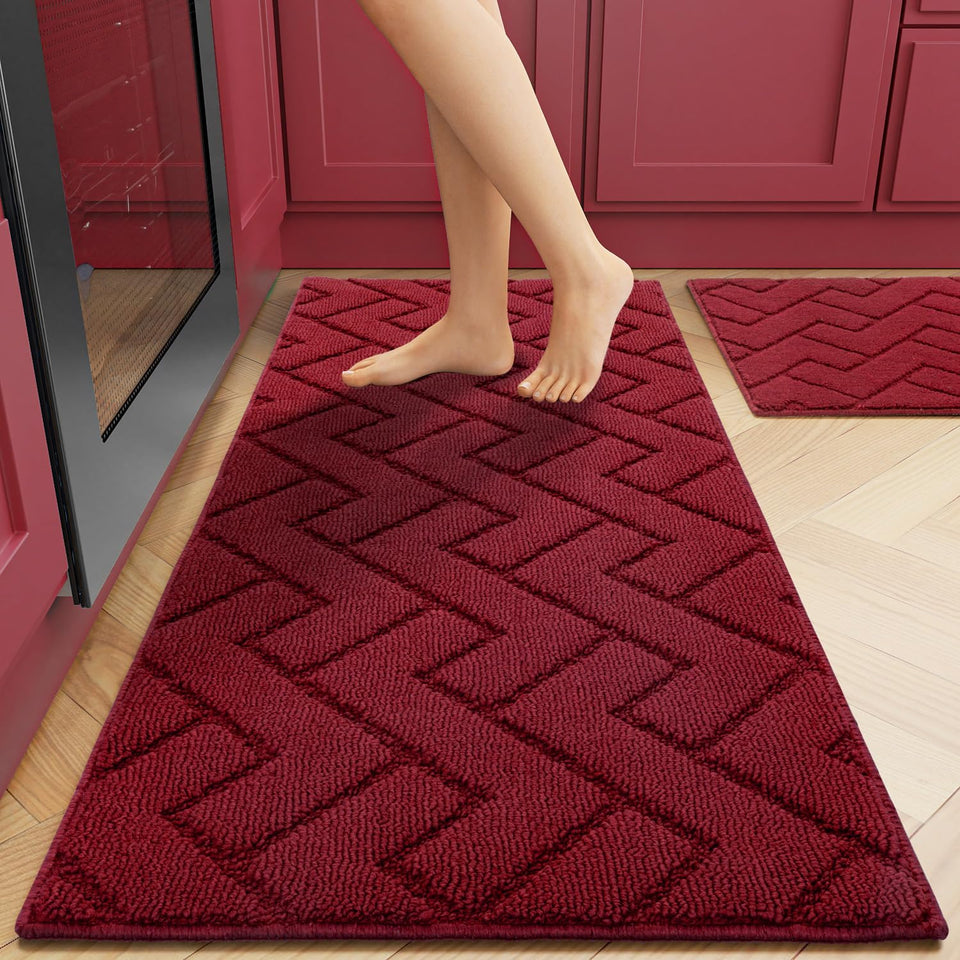 hicorfe kitchen runner 20x32 absorbs spills for a cleaner kitchen floor.