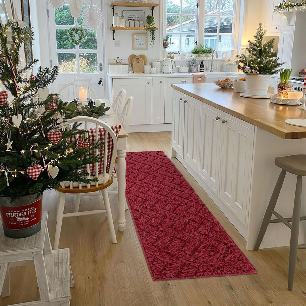 hicorfe kitchen runner helps tidy spaces around sinks and counters.