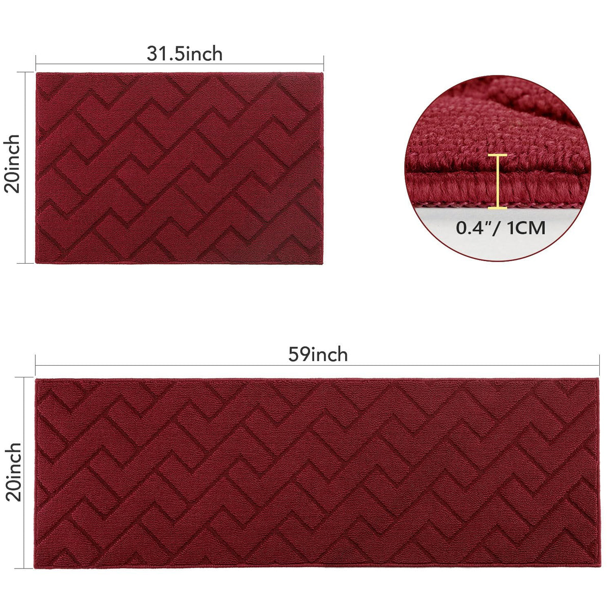 hicorfe non-slip back kitchen mat with TPR backing prevents shifting.