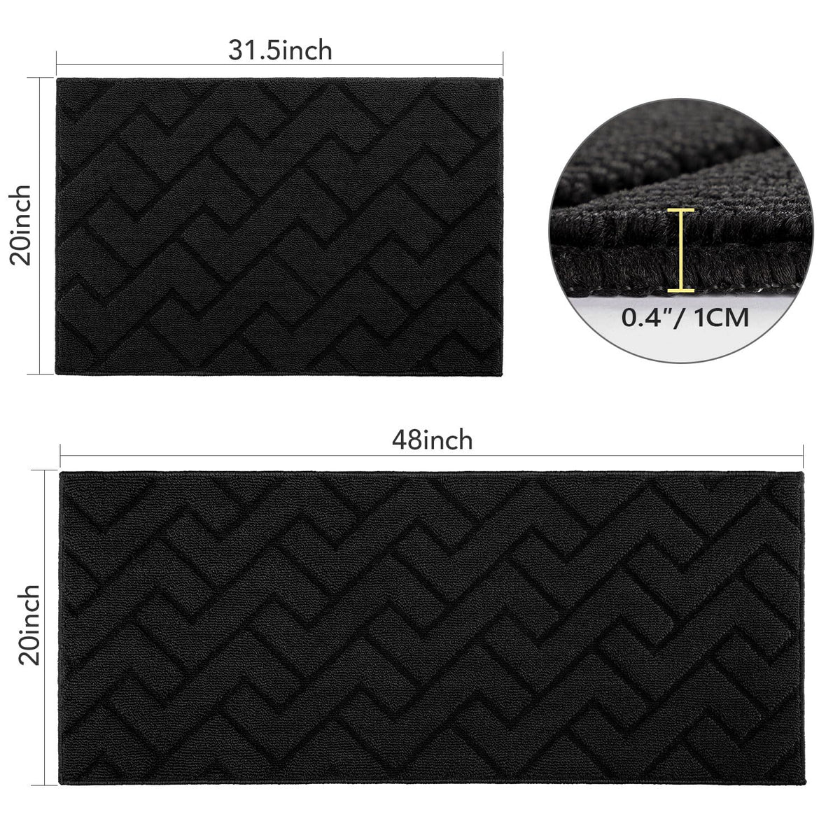 hicorfe non-slip backing keeps mats secure on clean, dry floors.