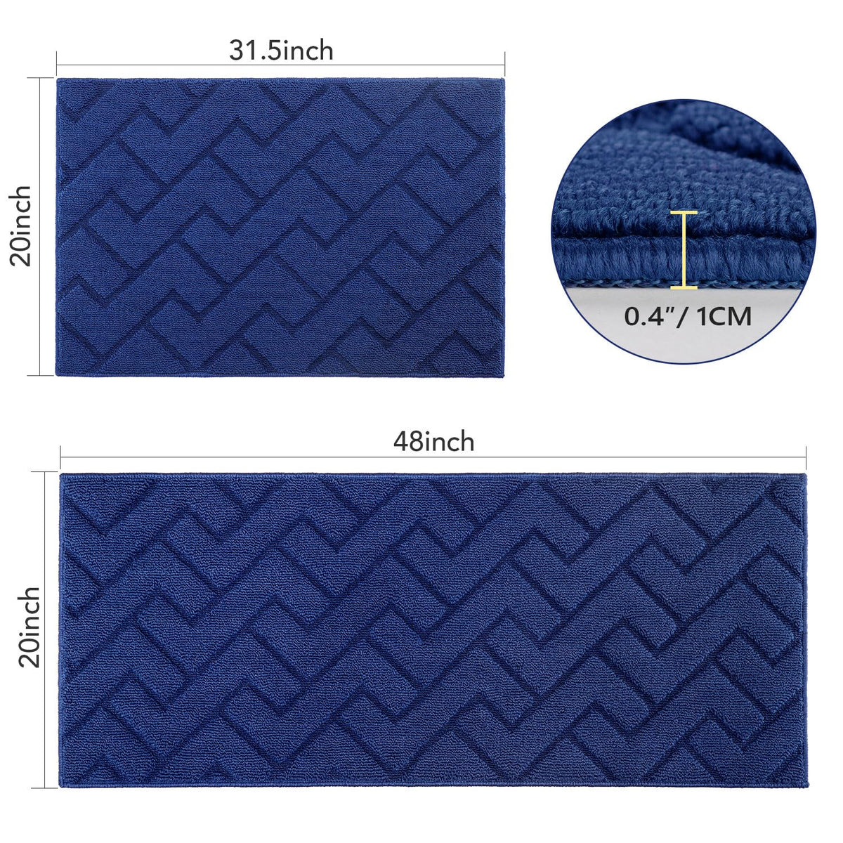 hicorfe soft touch kitchen mat 20x32 navy adds plush comfort while standing