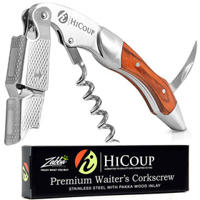 HiCoup Wine Opener with ergonomic wooden handle for a comfortable cork removal