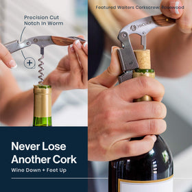 HiCoup Pakka Wood Inlay on corkscrew for premium aesthetics