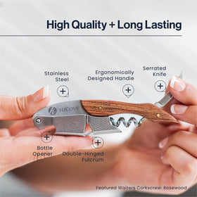 HiCoup Wine Opener stainless steel body for durable performance