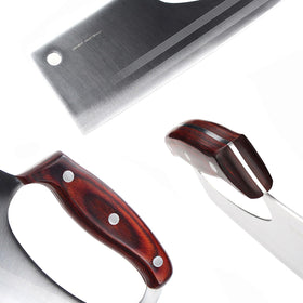 HIDAMOS meat cleaver blade close-up highlighting sharp edge for precise cuts