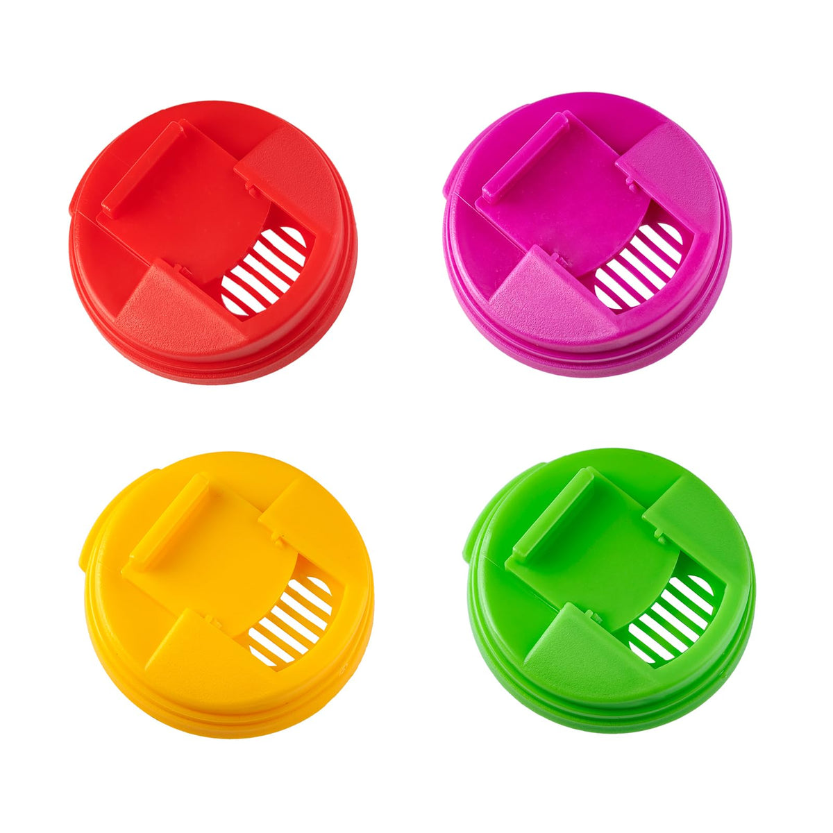 HiempTru four-pack reusable drink covers with colorful lids for outdoor use