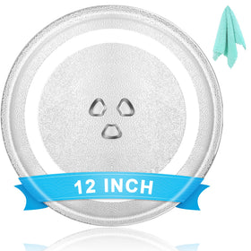 Hiflora 12-inch microwave plate front view, precise-fit replacement for compatible microwaves.