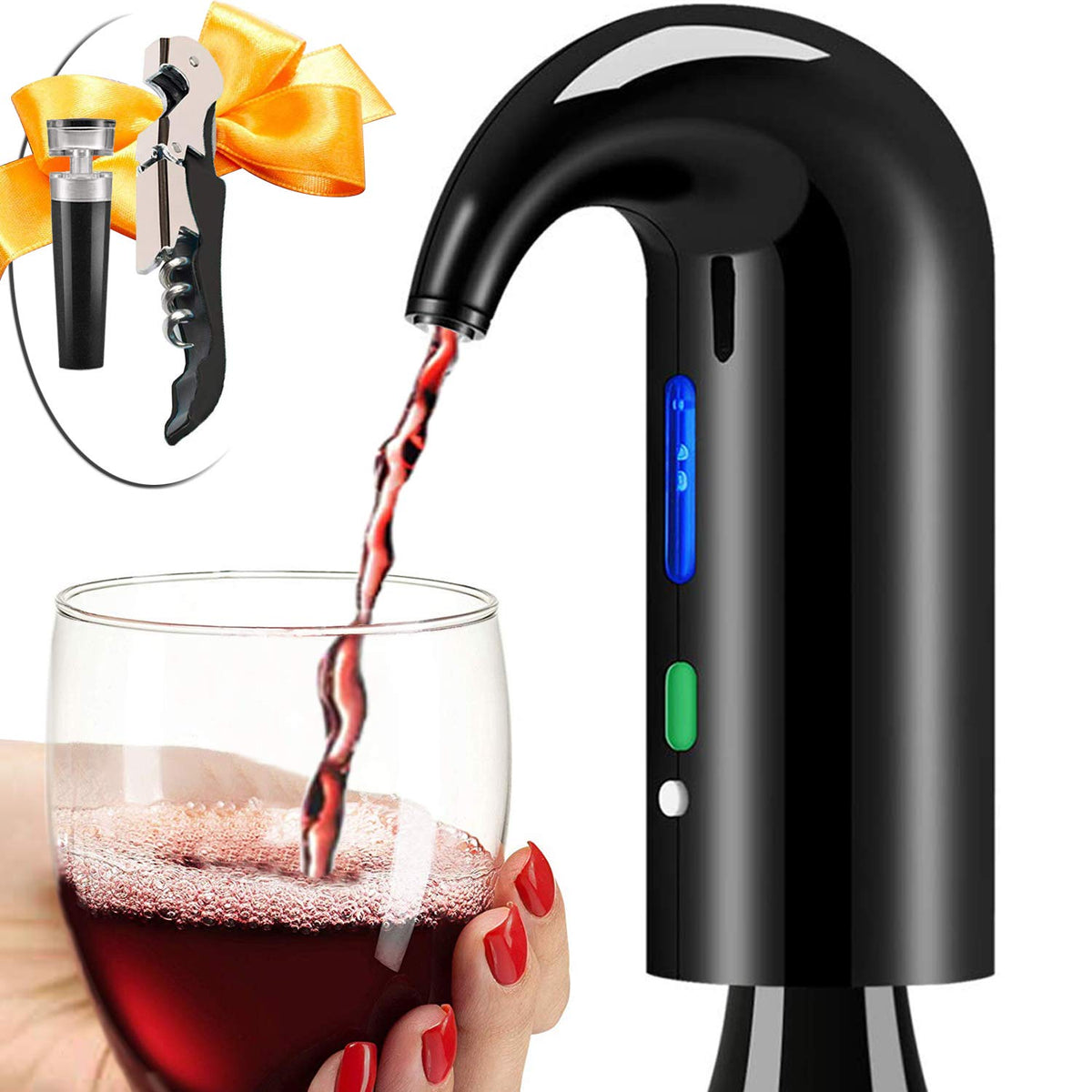 Higfra wine aerator electric decanter with one-touch aeration feature.