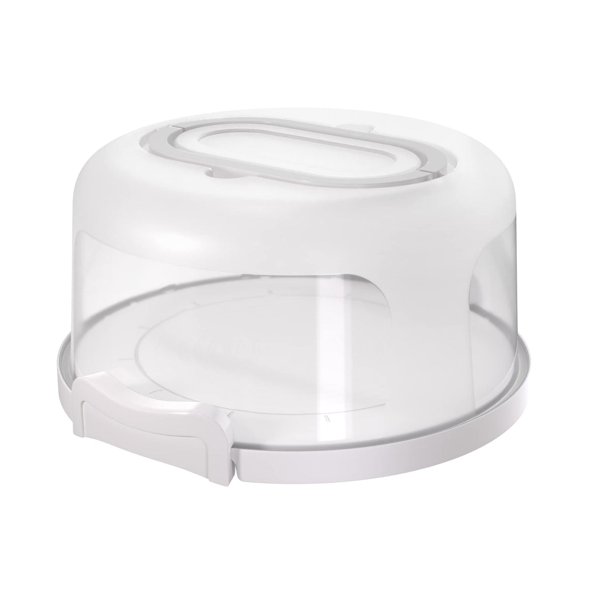 Highball & Chaser top shelf Elements cake carrier with white finish, secure lid for transport.