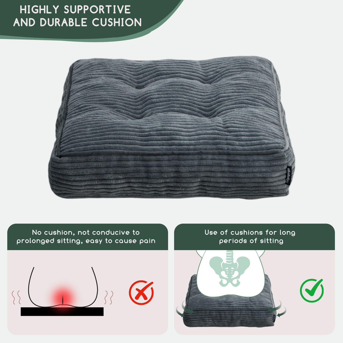HIGOGOGO multi-purpose cushion used as floor pillow for meditation.