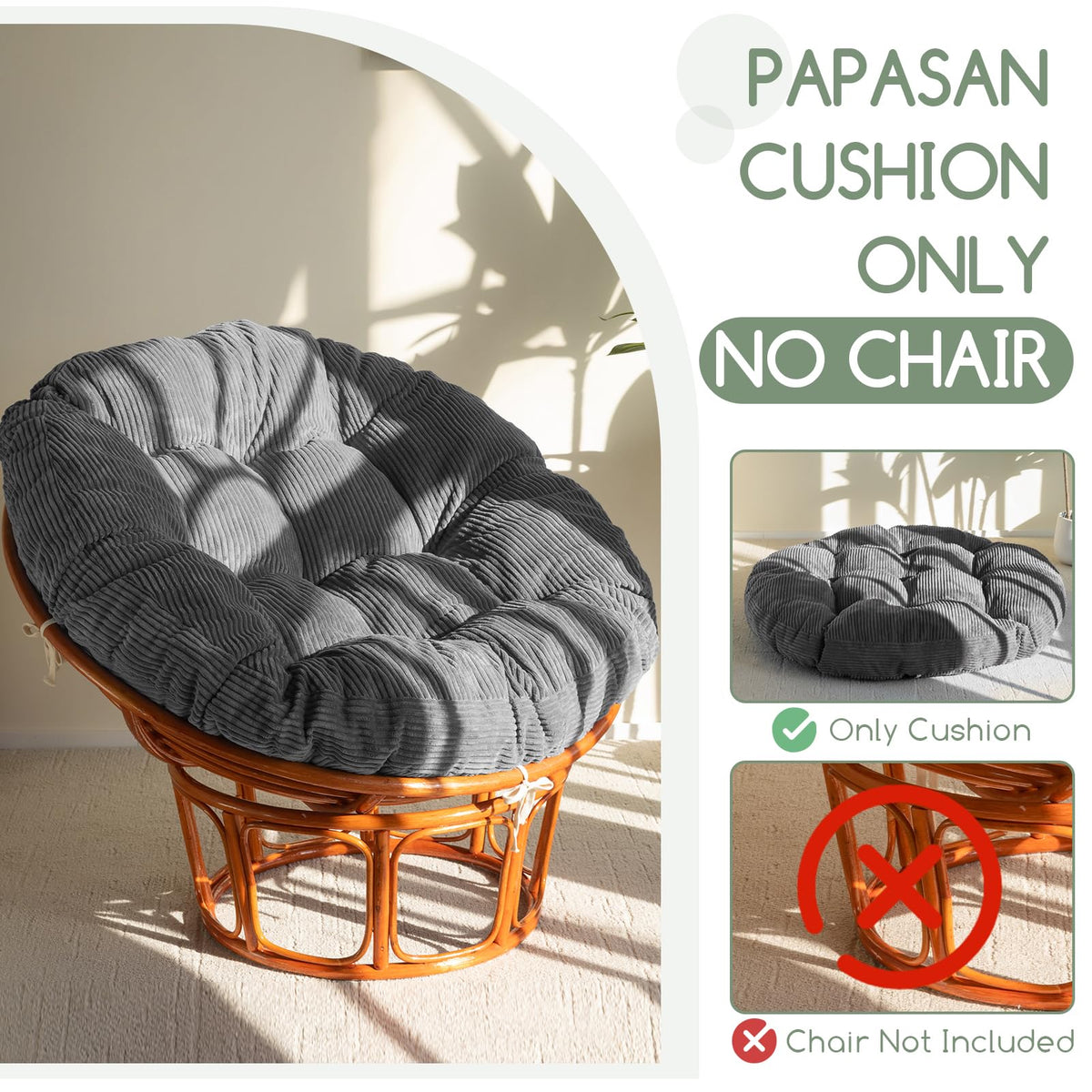 HIGOGOGO dark grey corduroy cover complements living room decor and lighting.