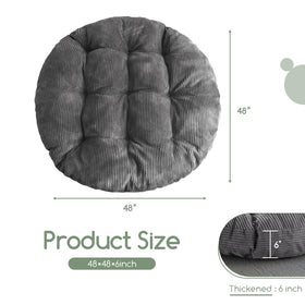 HIGOGOGO Papasan cushion 48x48 on sofa demonstrates generous seating area.
