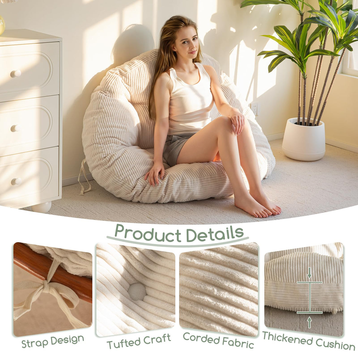 HIGOGOGO Papasan cushion features button tufting for elegant style