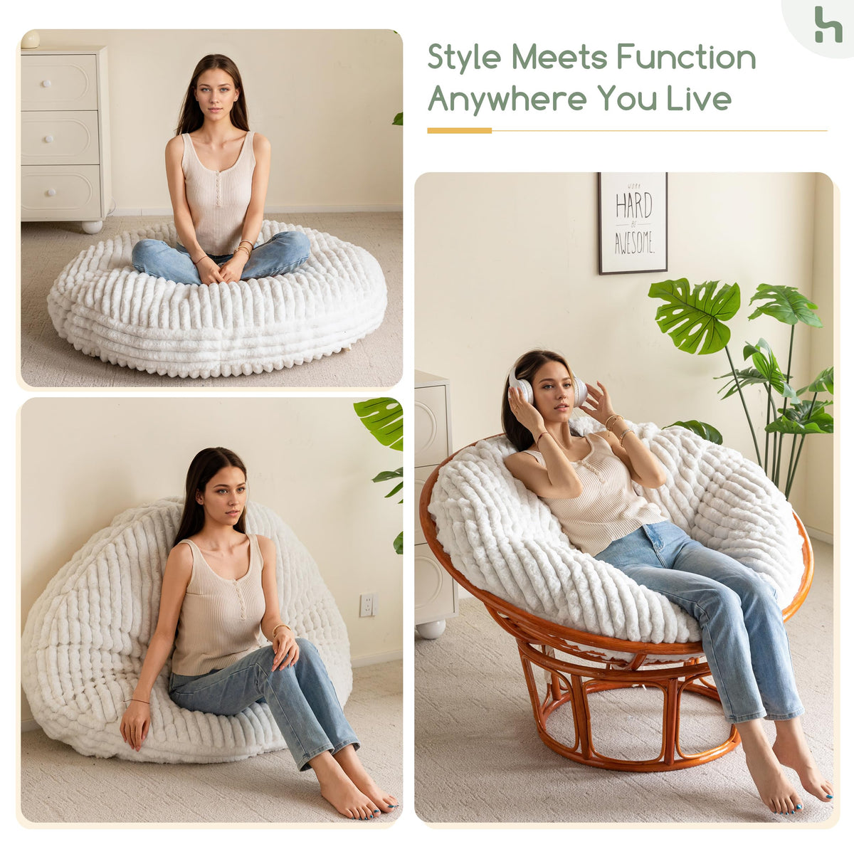 Beige HIGOGOGO cushion is easy to clean and maintain color vibrancy.