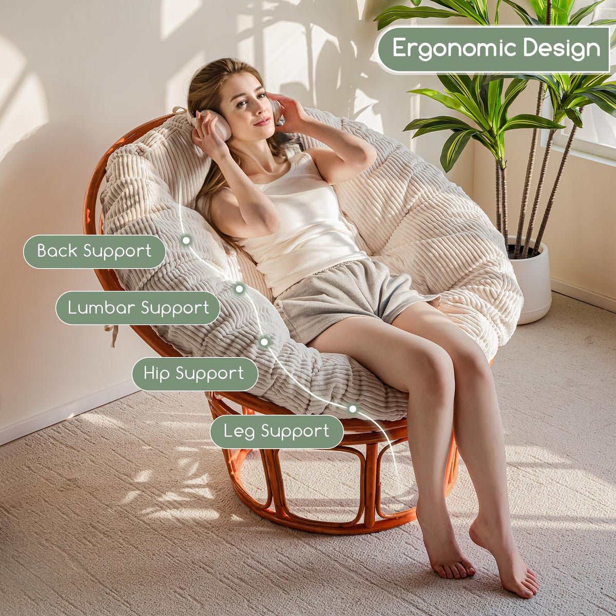 HIGOGOGO Papasan cushion in a cozy living room setup