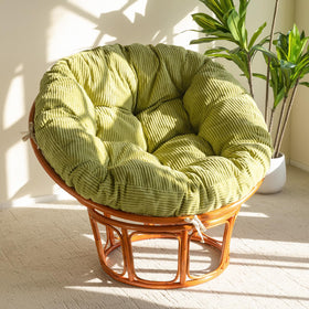 HIGOGOGO Papasan cushion in green corduroy, front view for cozy living room seating