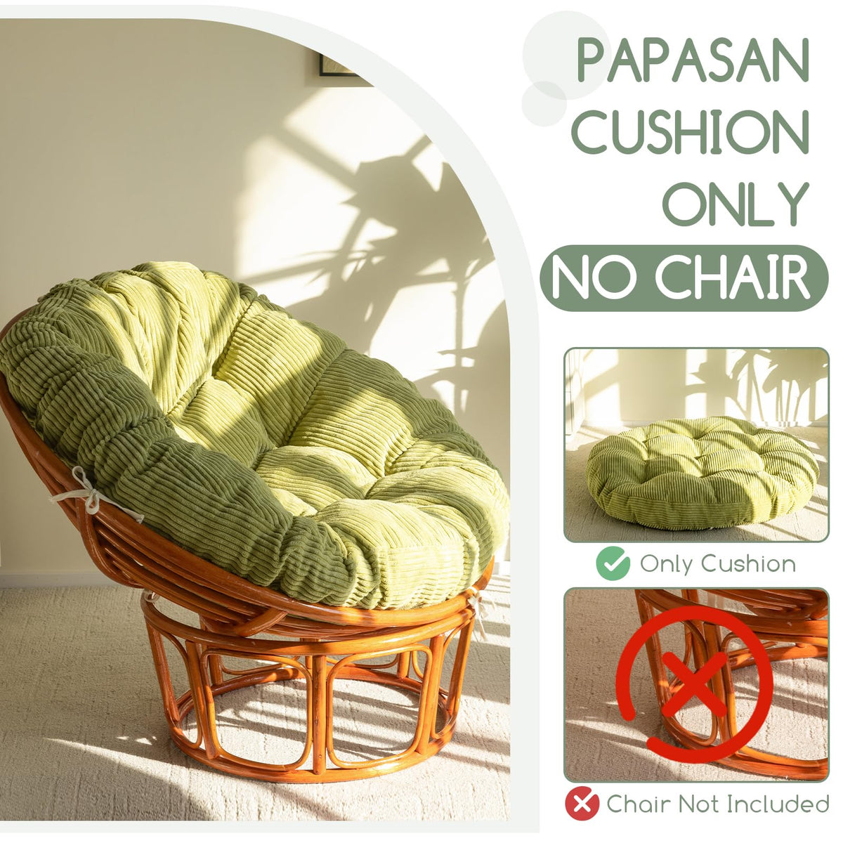HIGOGOGO Papasan cushion tufted design adds subtle elegance to decor