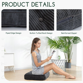 HIGOGOGO tufted corduroy cushion on chair highlights durable, stylish detail.