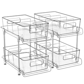 HIHEGD 2-tier bathroom organizer with dividers for tidy toiletries.
