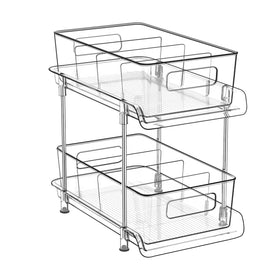 HIHEGD 2-tier pull-out organizer with clear sides for quick bathroom access