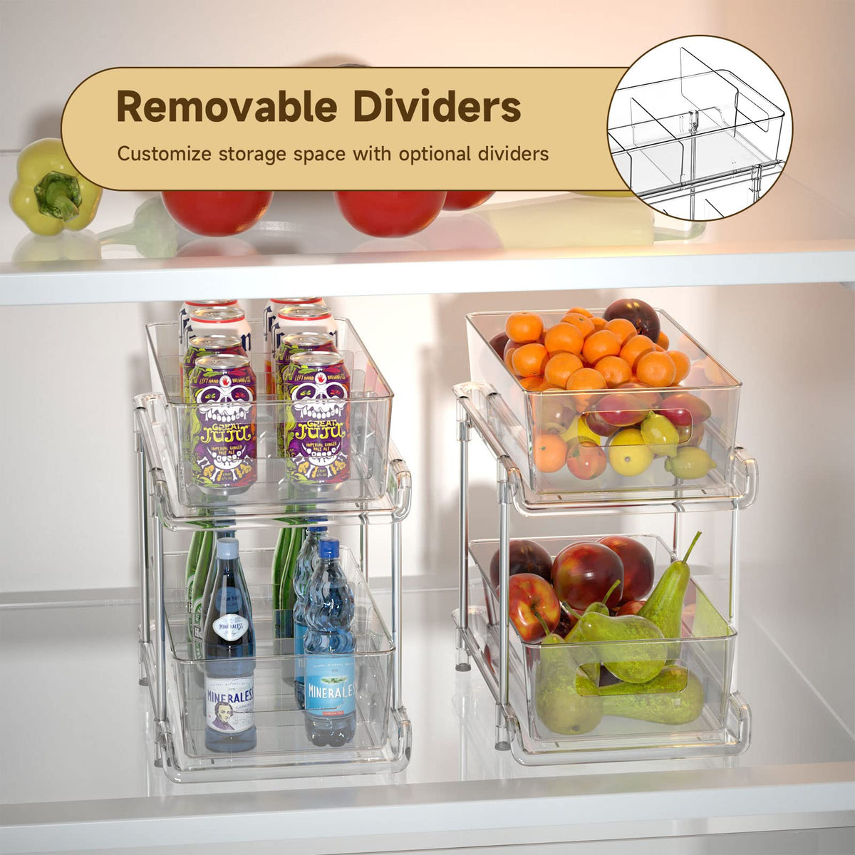 HIHEGD removable dividers create customizable compartments.