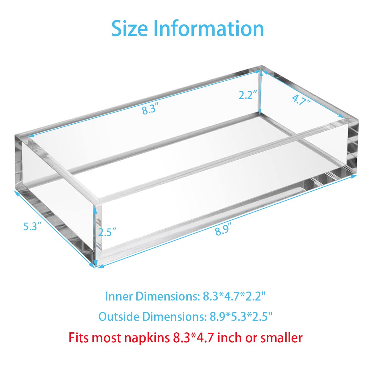 HIIMIEI acrylic napkin holder with crystal-clear clarity for modern dining.
