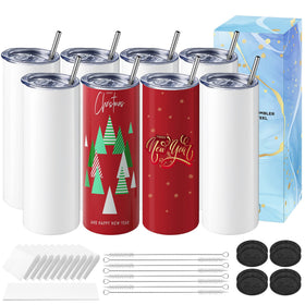 Hiipoo 8-pack 20 oz straight sublimation tumblers ready for design.