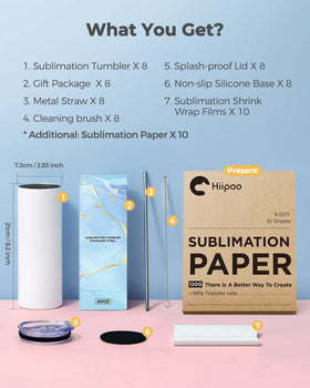 Hiipoo sublimation papers included for vibrant transfers.
