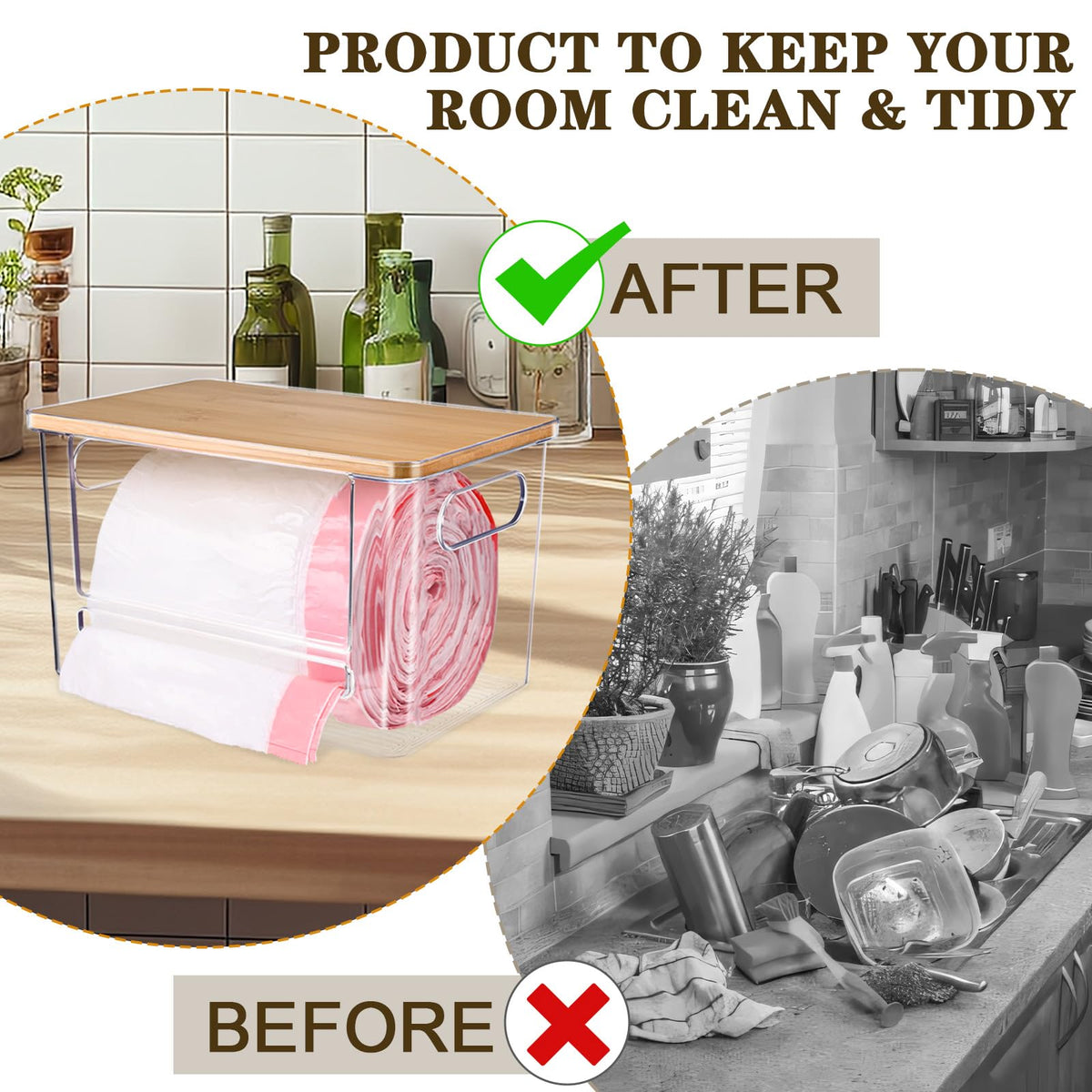 Hiitytin roll dispenser blends with decor while keeping bags accessible.