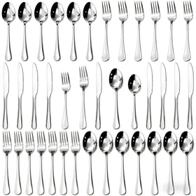 HIKAA 40-piece set for 8 with dinner knives; durable, ideal for everyday dining.