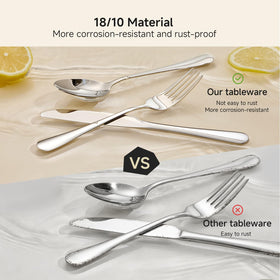 HIKAA 40-piece set for 8 dinner spoons; balanced weight for comfortable use.
