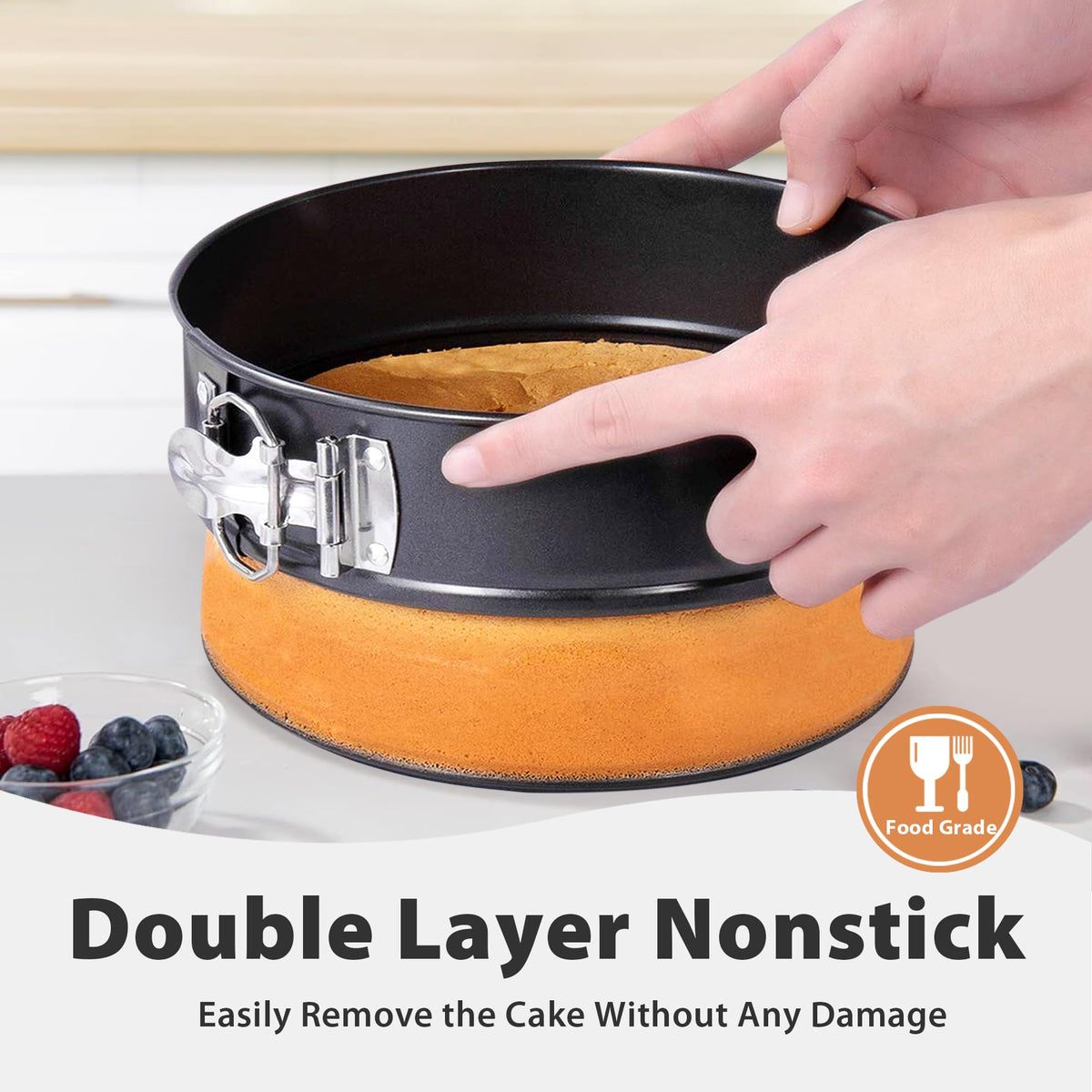 Hikolvol silicone cheesecake protector for leak protection and heat resistance.