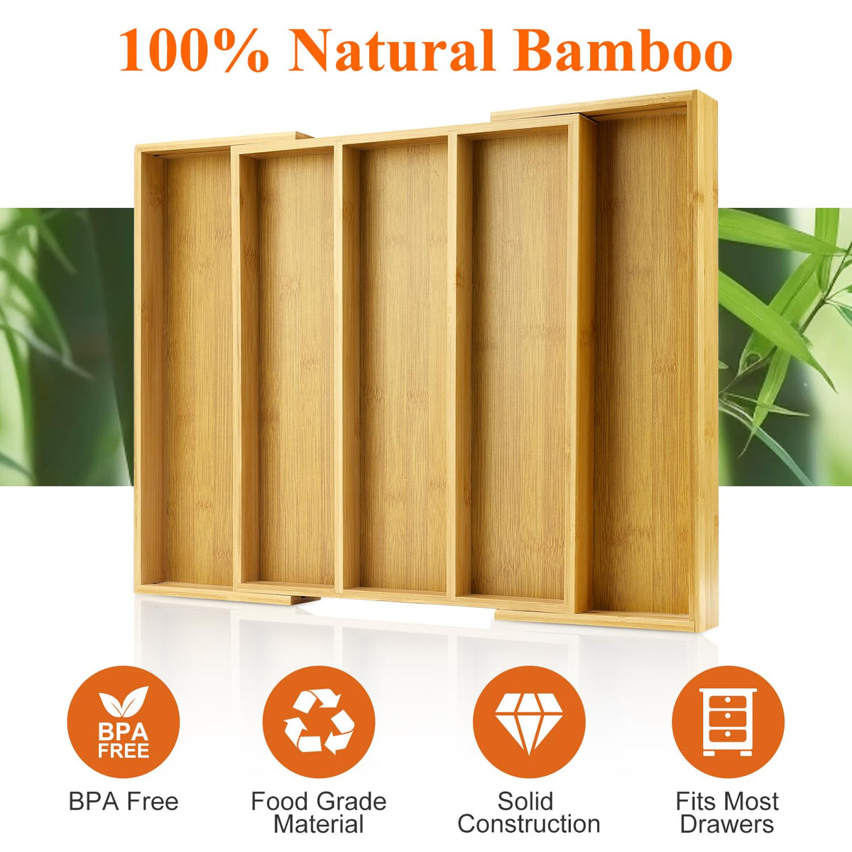Hilislog bamboo silverware tray is easy to wipe clean and maintain