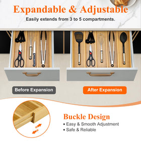 Hilislog five-compartment organizer kept utensils neatly separated in a drawer