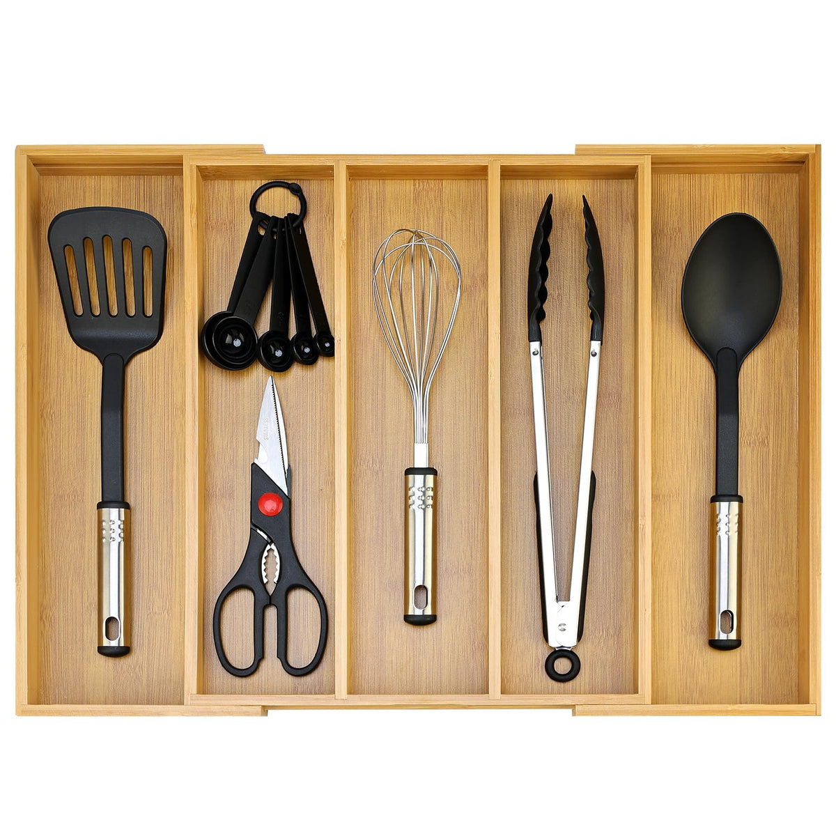 Hilislog expandable drawer organizer showing adjustable width for flexible space use