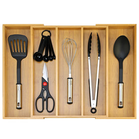 Hilislog expandable drawer organizer showing adjustable width for flexible space use