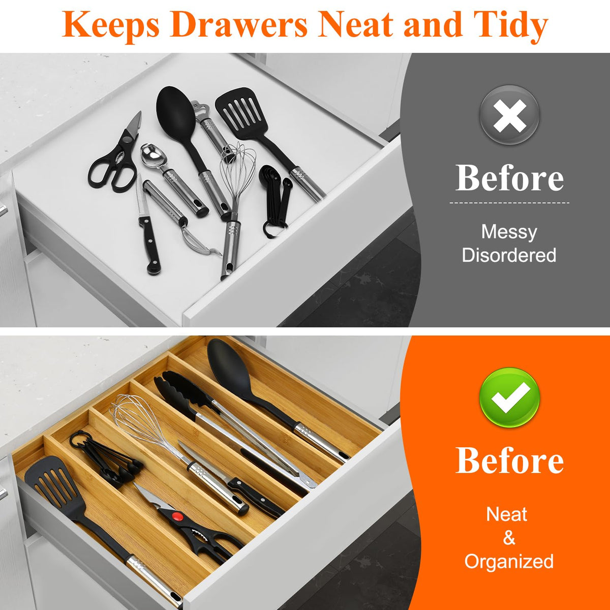 Hilislog multipurpose storage tray suited for deep kitchen drawers