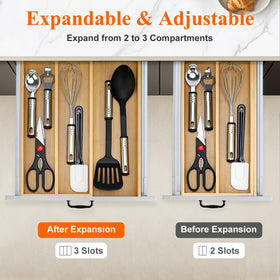 Hilislog two large compartments with expandable slot for sorting utensils