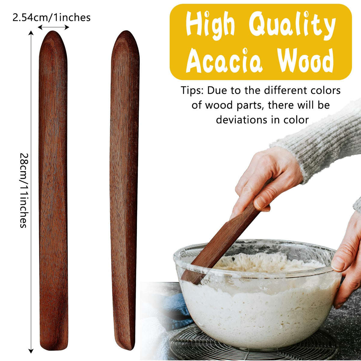 Hillban sourdough stir-stick in wood for dough mixing.