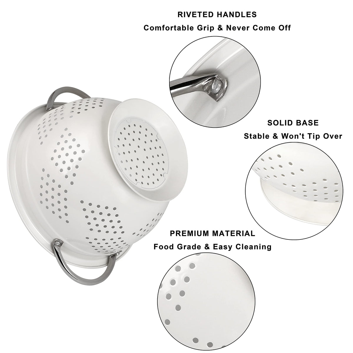 Hillbond colander handle close-up for secure grip