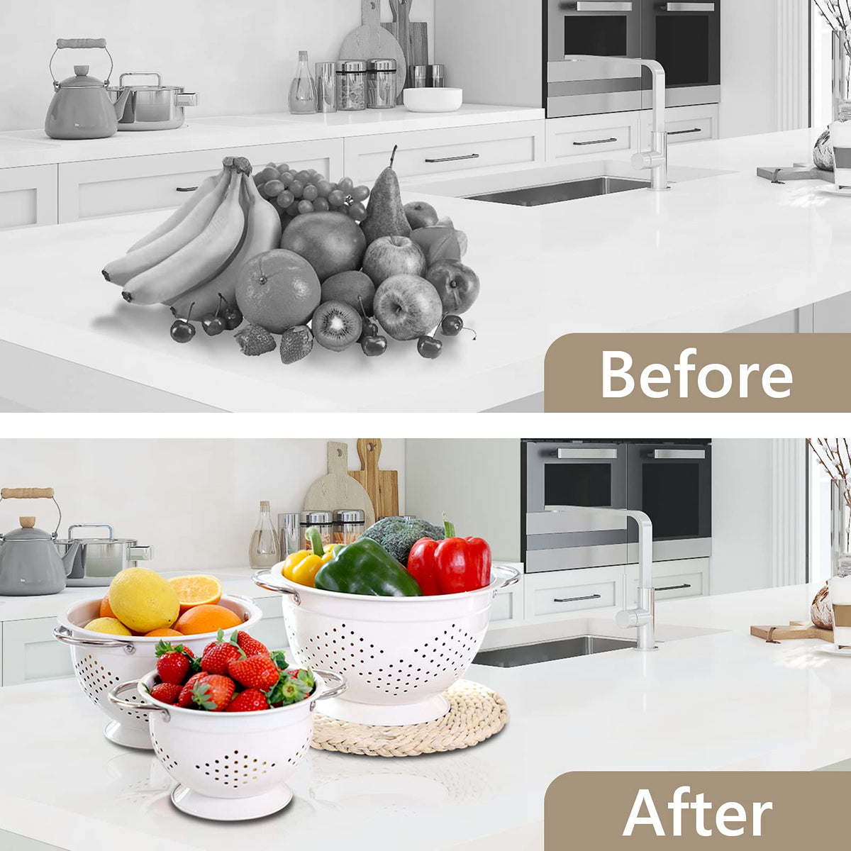 Hillbond 3qt colander highlighting comfortable riveted handles